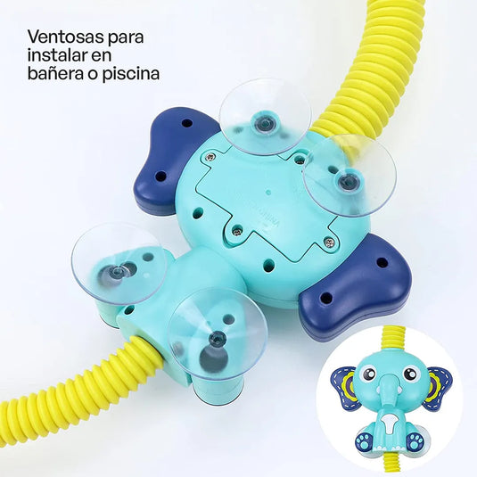 Ducha de baño con forma de elefante, rociador giratorio 360° y ventosas para pared