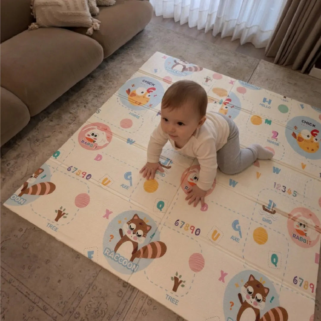 Tapete didáctico de gateo, tapete de juego plegable de espuma, portátil