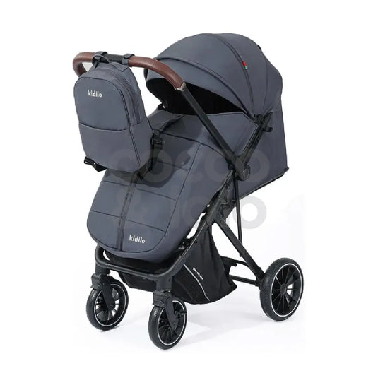 Coche paseador 6530 para bebé, plegable tipo maleta, con capazo amplio, manillar reversible, respaldo reclinable automático y mosquitero, de 0 a 36 meses - Kidilo