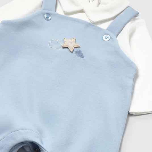 Conjunto 2pz mameluco efecto overall y chaqueta estampada Cielo - Mayoral