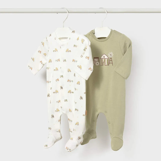 Pijama con pie en punto interlock para recién nacido, con cuello de canalé - Mayoral