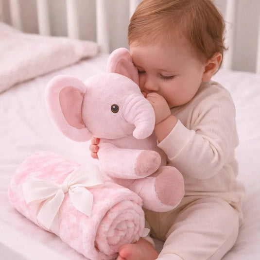 Set de manta y peluche animalito para bebé, manta de 100x75 cm con caja de regalo