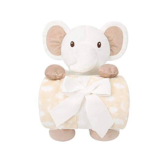 Set de manta y peluche animalito para bebé, manta de 100x75 cm con caja de regalo