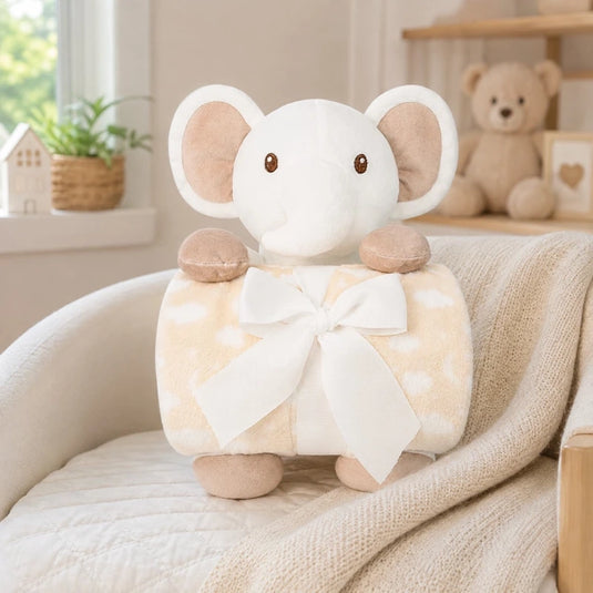 Set de manta y peluche animalito para bebé, manta de 100x75 cm con caja de regalo