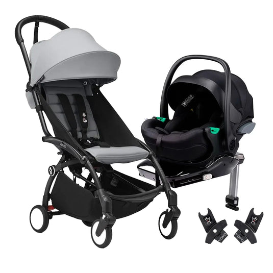 Coche Yoyo3 travel system + portabebés Kidilo y base con sistema isofix + adaptadores, instalación sin herramientas, desde recién nacido hasta 4 años - Stokke & Kidilo
