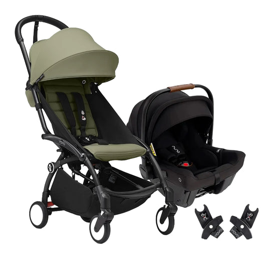 Coche Yoyo3 travel system con portabebés + Pipa Urban Nuna + Adaptadores, instalación sin herramientas, desde recién nacido hasta 4 años - Stokke & Nuna