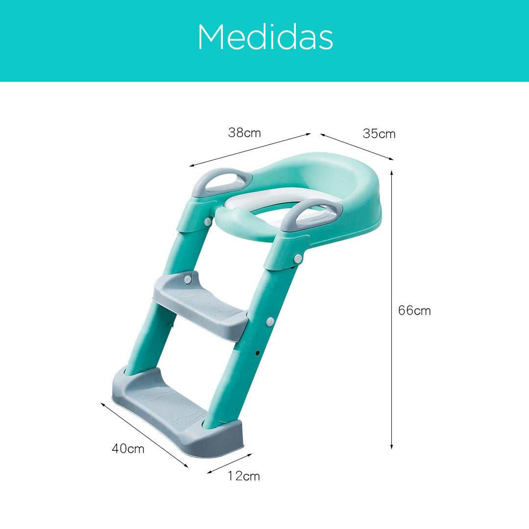 Adaptador de inodoro plegable para niños y niñas con escalera, almohadillas antideslizantes y cojín suave