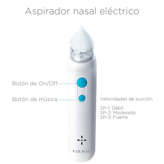 Aspirador nasal blanco eléctrico, saca moquitos de bebé, suave, multifunción