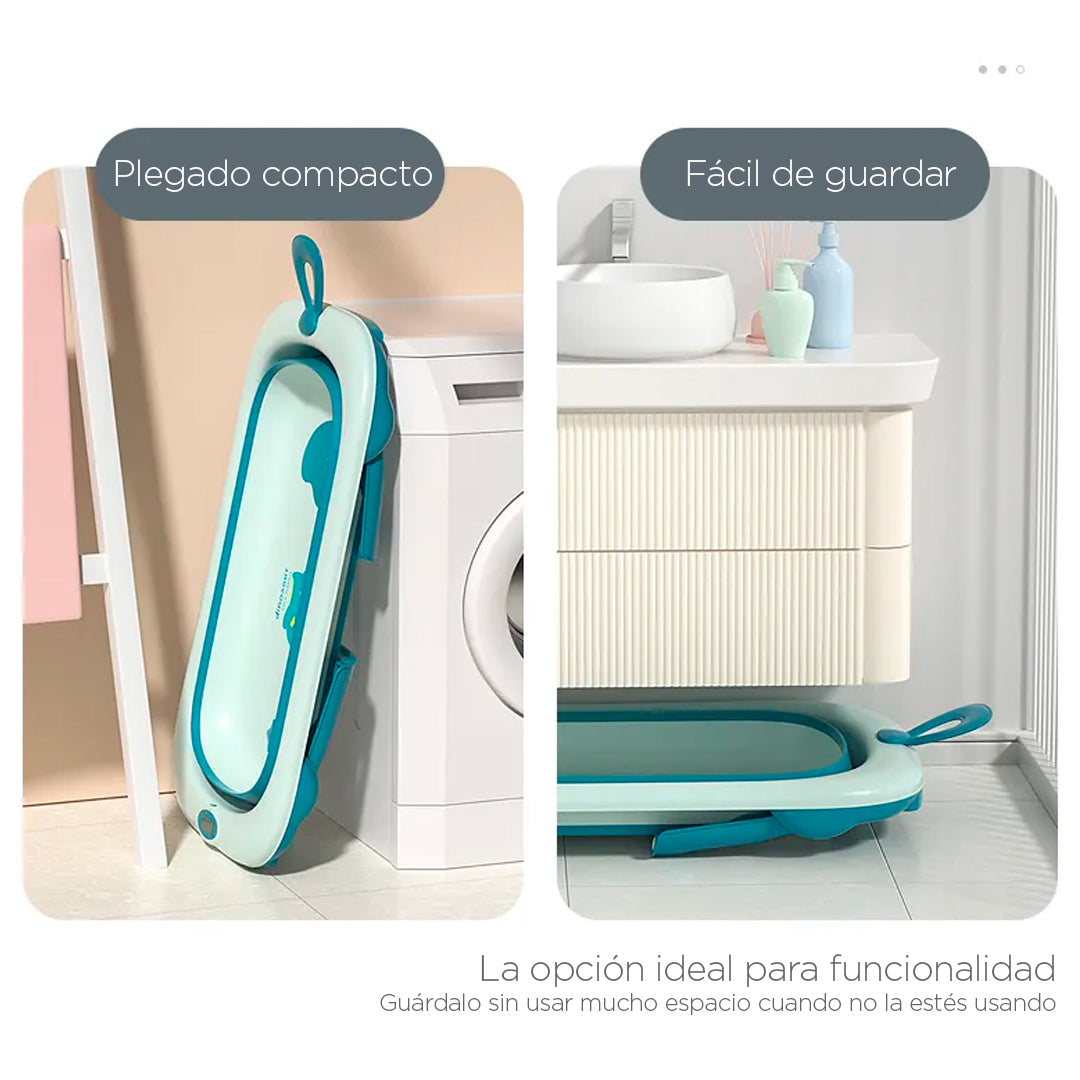 Bañera para bebé plegable con termómetro y soporte para pared con dibu –  cocco & lolo