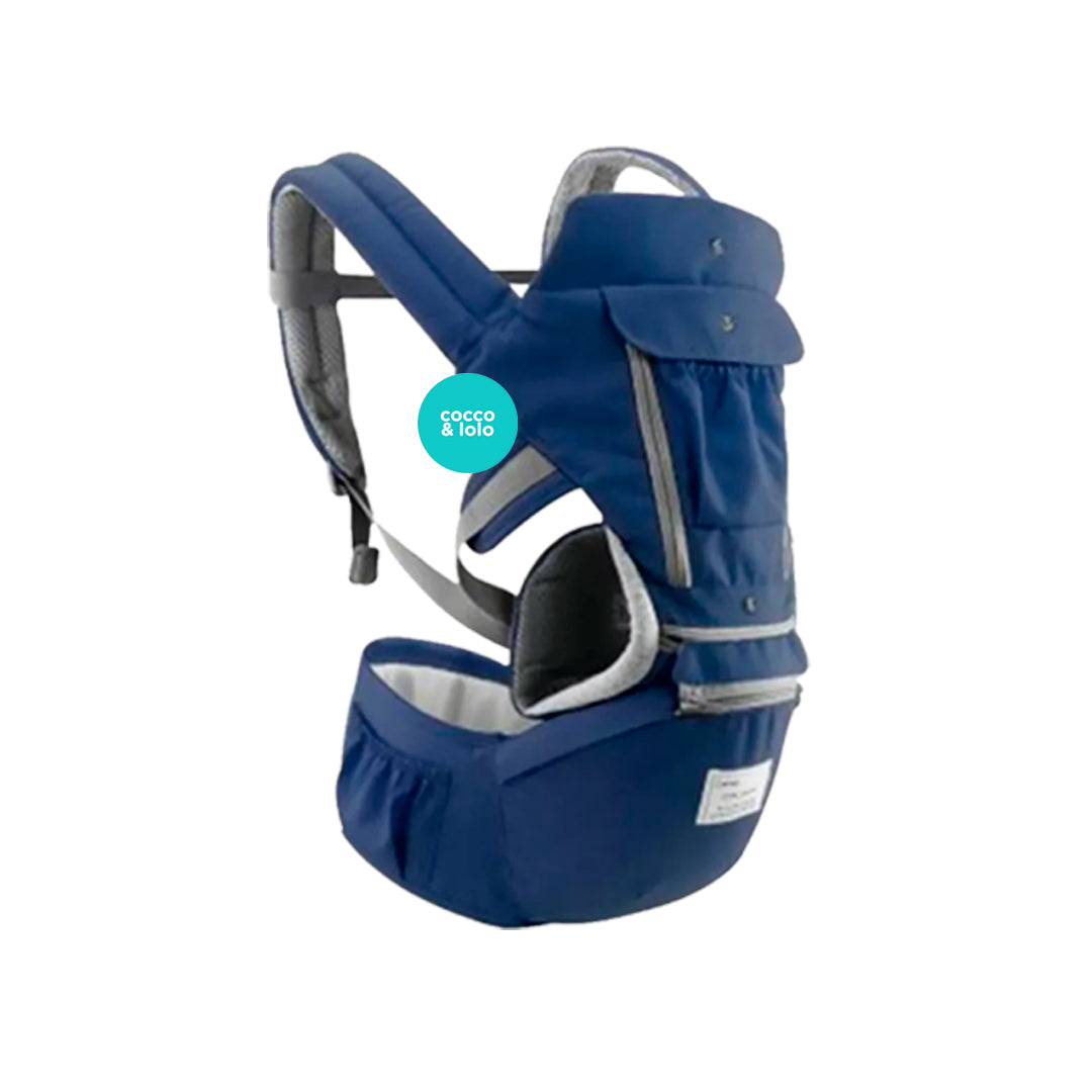 Portabebés ergonómico tipo canguro 3 en 1 con asiento para la cadera - Color&Life Azul