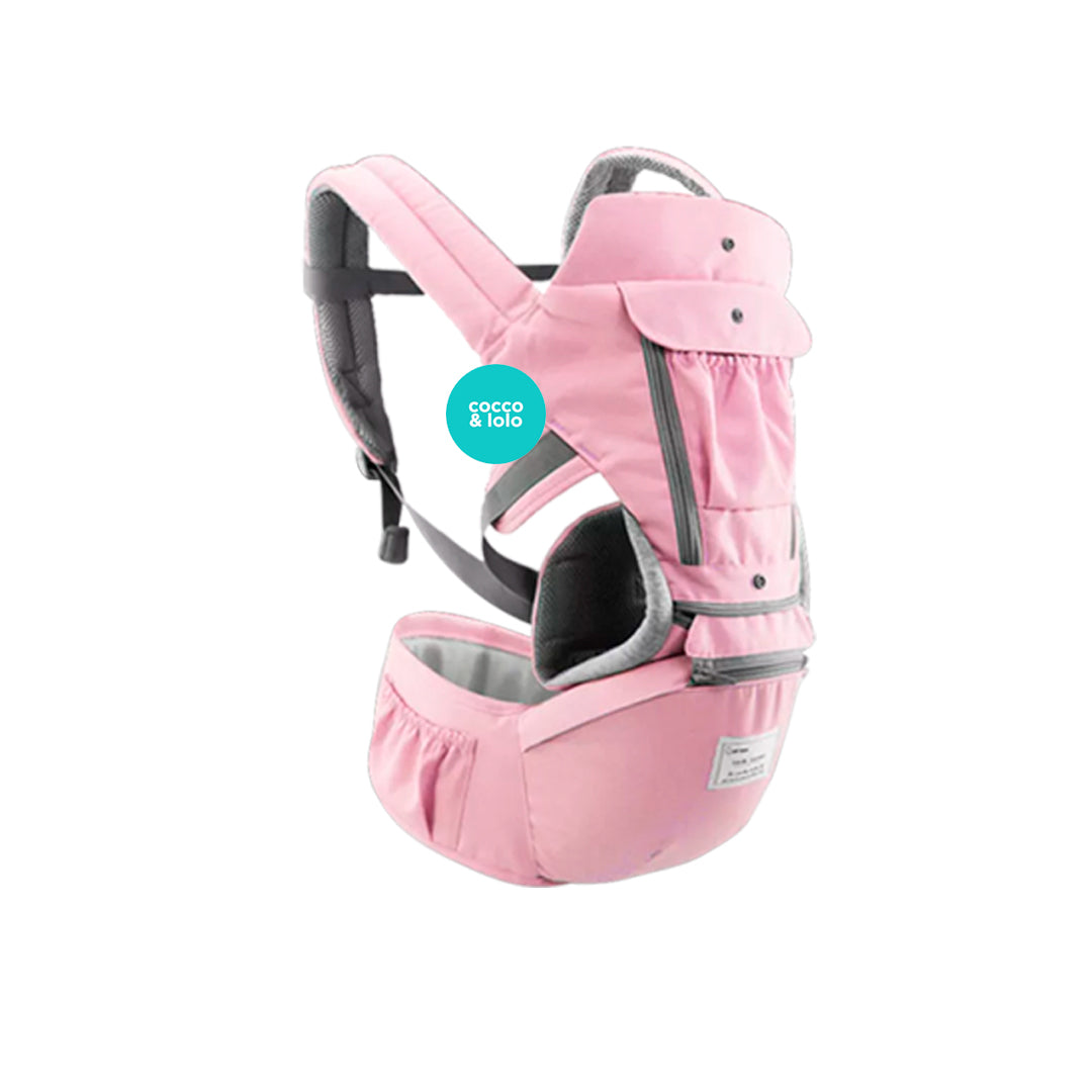 Portabebés ergonómico tipo canguro 3 en 1 con asiento para la cadera - Color&Life Rosado