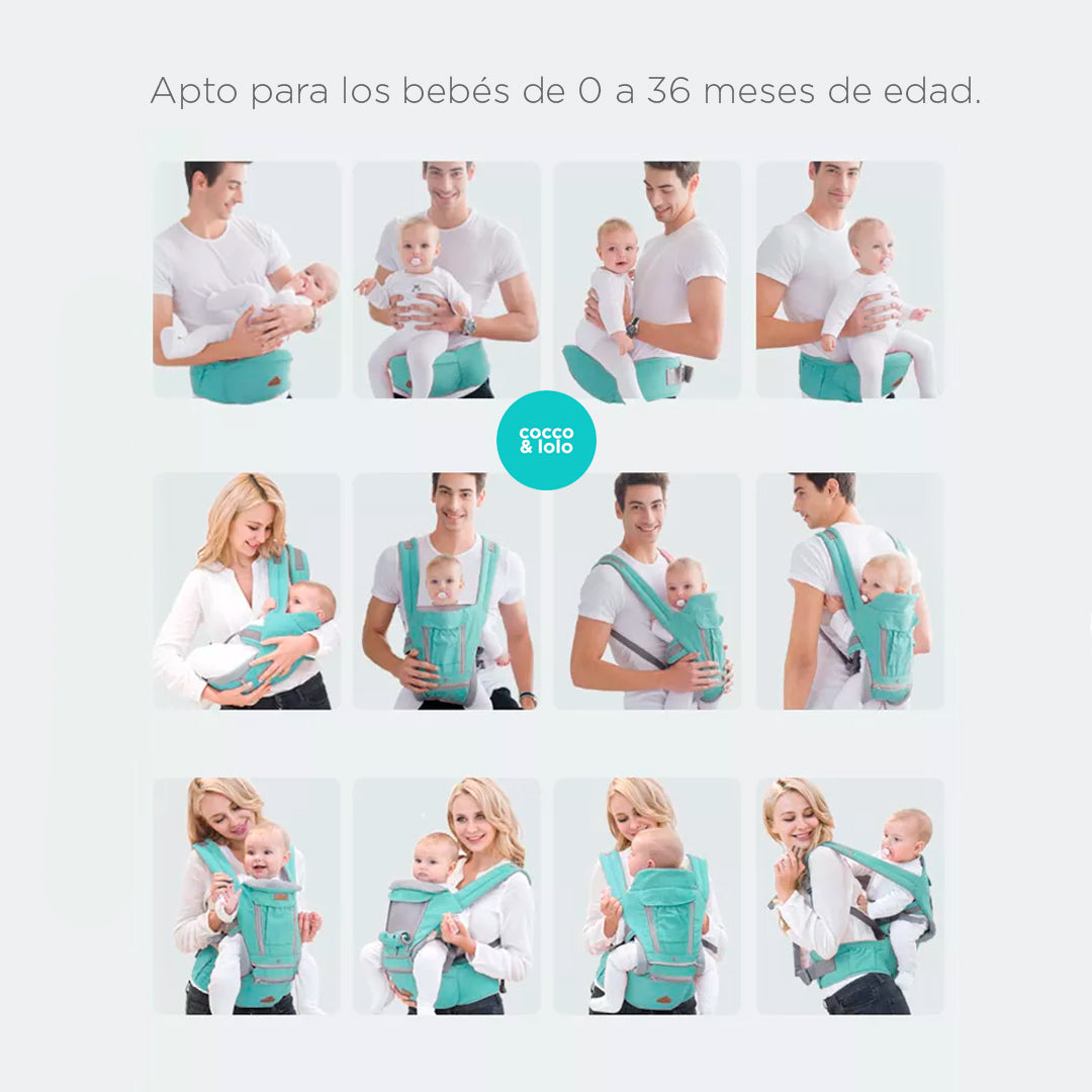 COLOR & LIFE – Portabebés ergonómico tipo canguro 3 en 1 con asiento para la cadera