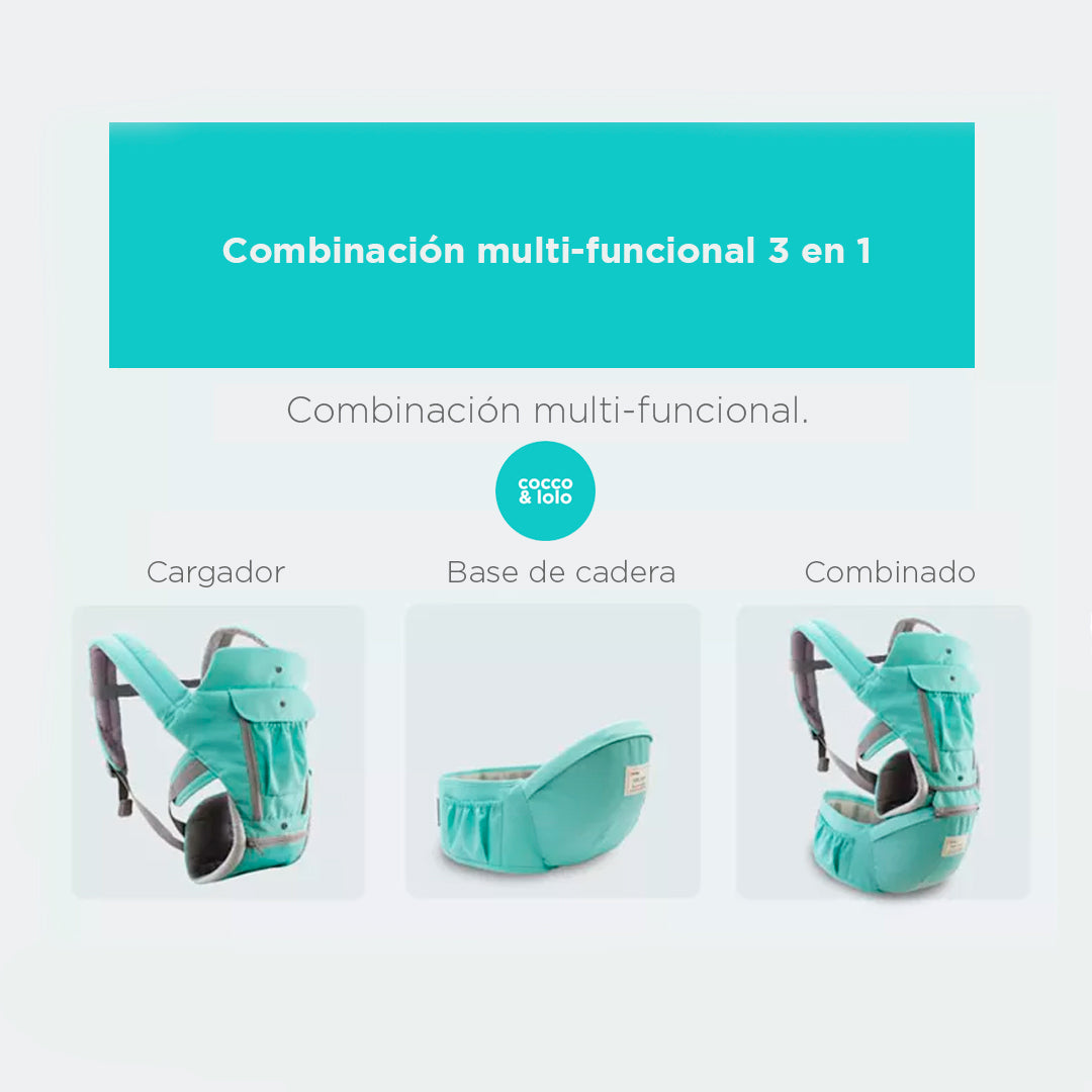 Portabebés ergonómico tipo canguro 3 en 1 con asiento para la cadera - Color&Life