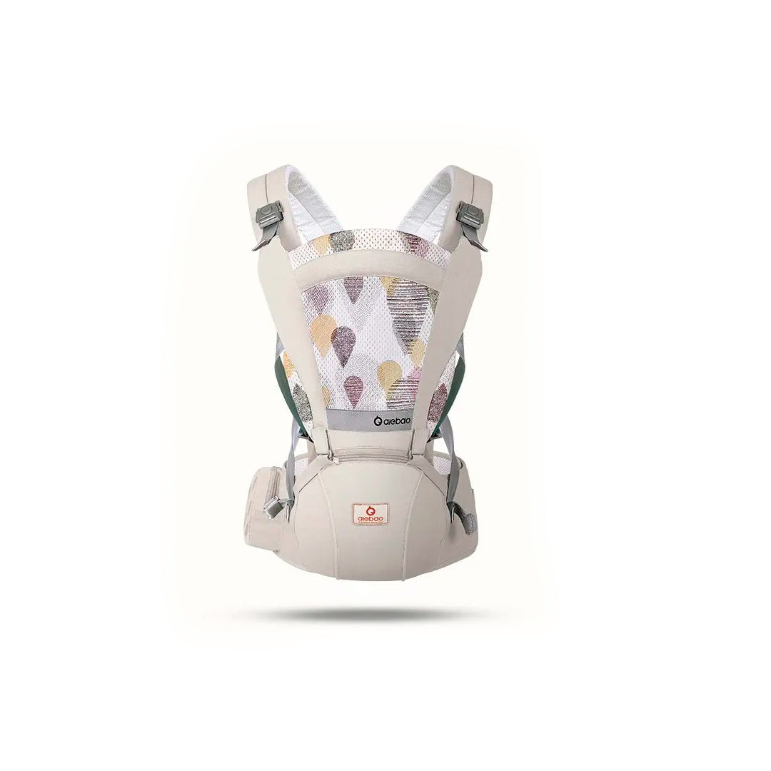 Cargador porta bebés, multifuncional, con malla de ventilación, base para cadera y bolsillos, ajustable - COLOR & LIFE Beige