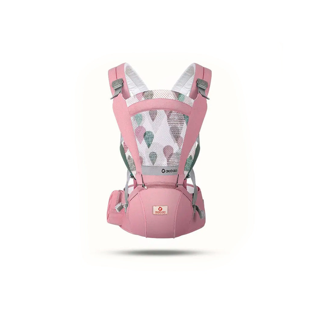 Cargador porta bebés, multifuncional, con malla de ventilación, base para cadera y bolsillos, ajustable - COLOR & LIFE Rosado