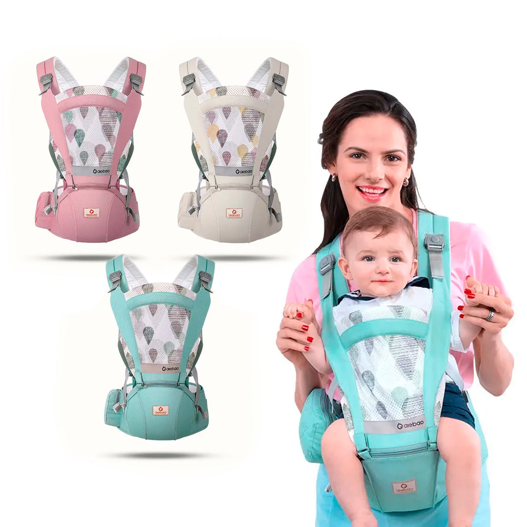 Cargador porta bebés, multifuncional, con malla de ventilación, base para cadera y bolsillos, ajustable - COLOR & LIFE