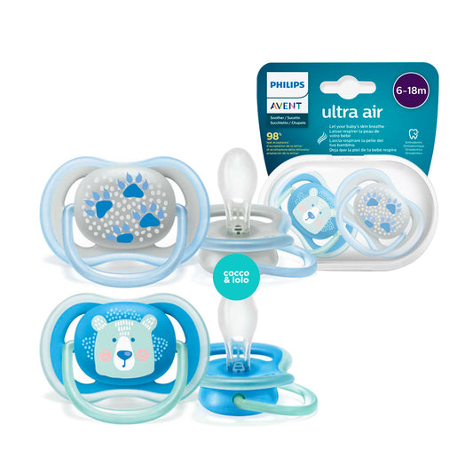 Chupa Ultra Air x2, libre de BPA, para niño de 6 a 18 meses, estampadas- Philips Avent