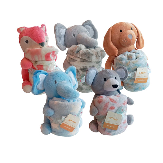 Peluche con cobija hipoalergénica para bebé con diseño de animales