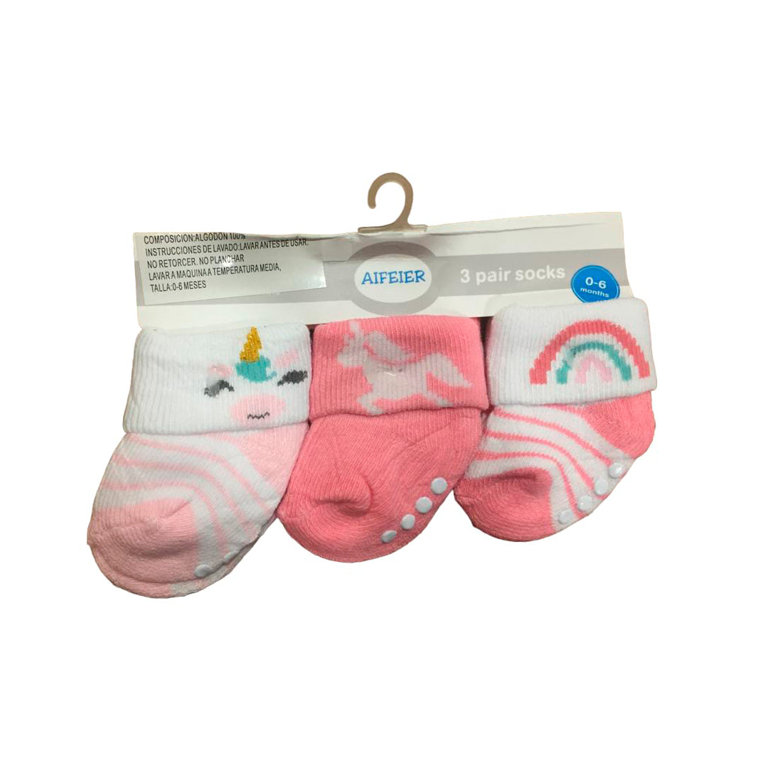 Set medias x3 AIFEIER Unicornio Rosa