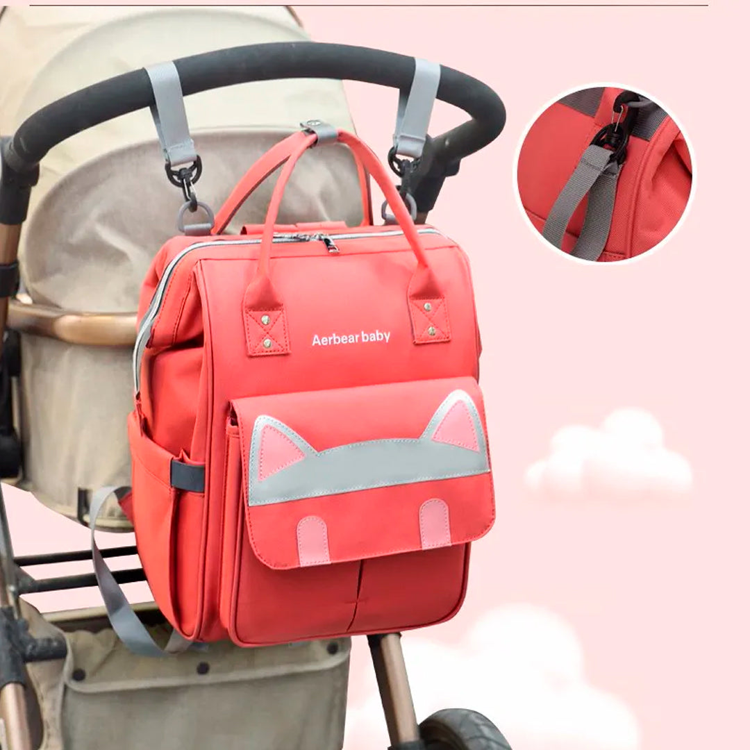Pañalera tipo morral, unisex, de gran capacidad y con diseño de Orejas de Gato