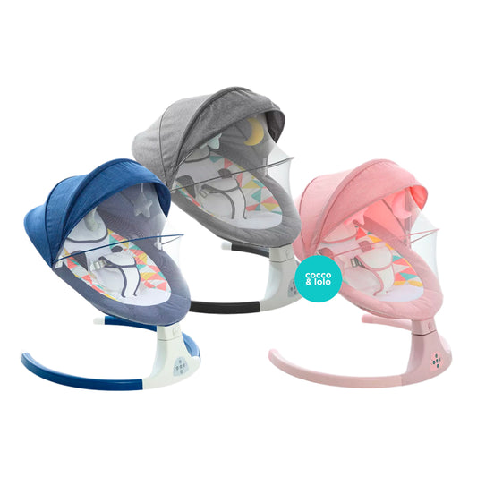 Silla mecedora eléctrica para bebé con temporizador y mosquitero