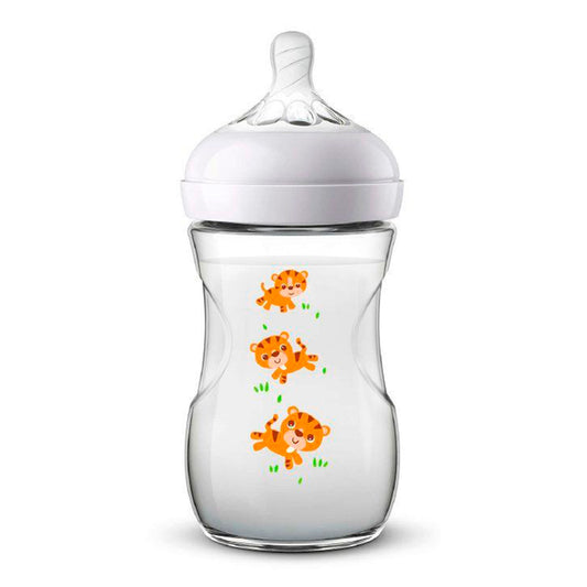 Tetero 9oz anticólico, ideal para recién nacido, libre de BPA, estampado - Philips Avent Natural